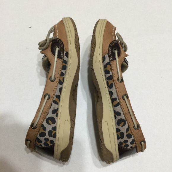 Sperry Angelfish Linen Leopard Shimmer Boat Shoe - Picture 4 of 7